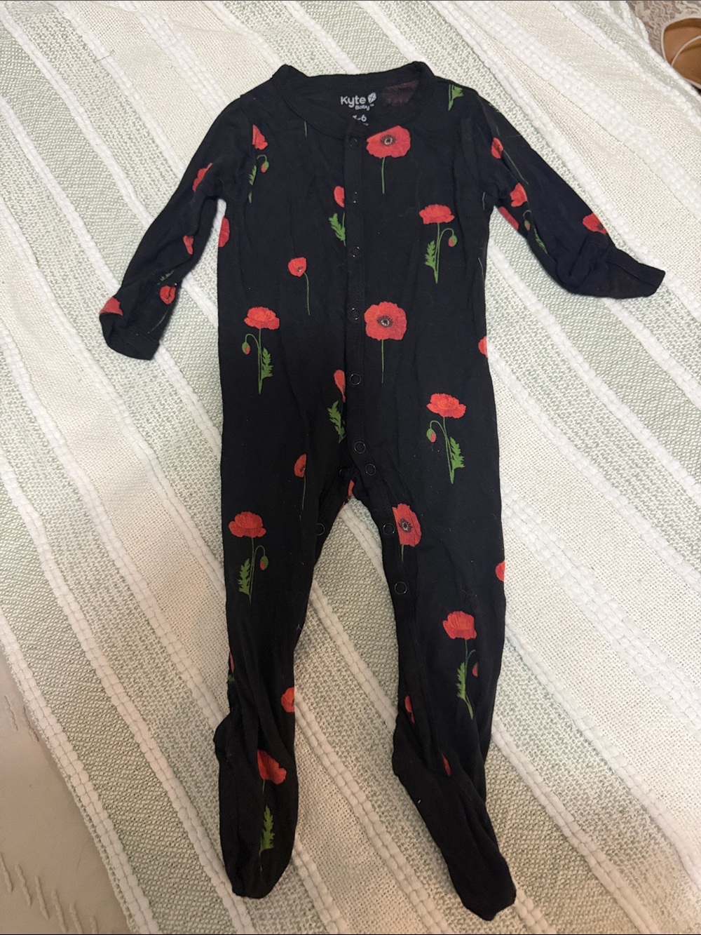 Kyte BABY Black One-Piece with Red Poppy Print